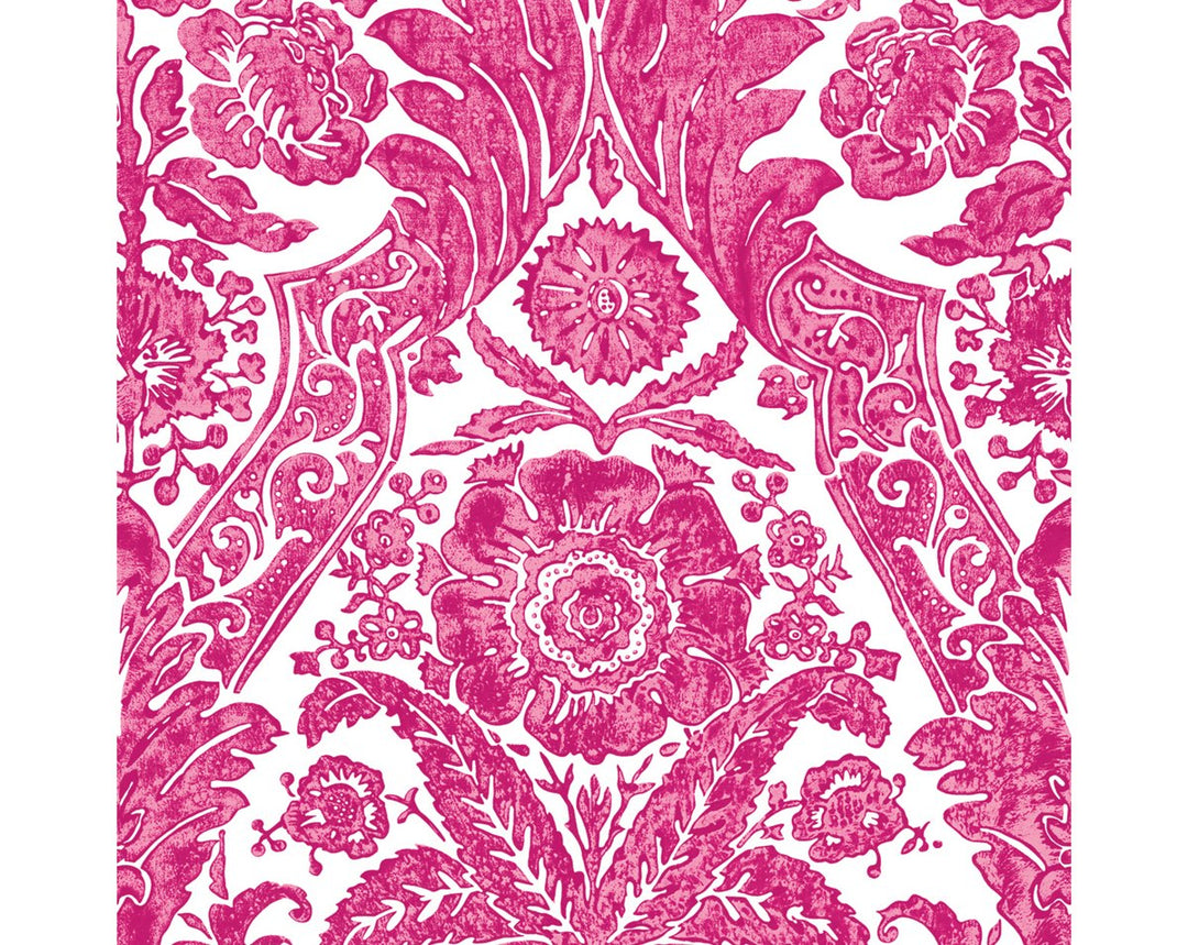 Luciana Damask Raspberry SCWP88354D0002 by Scalamandre Designer Wallpaper