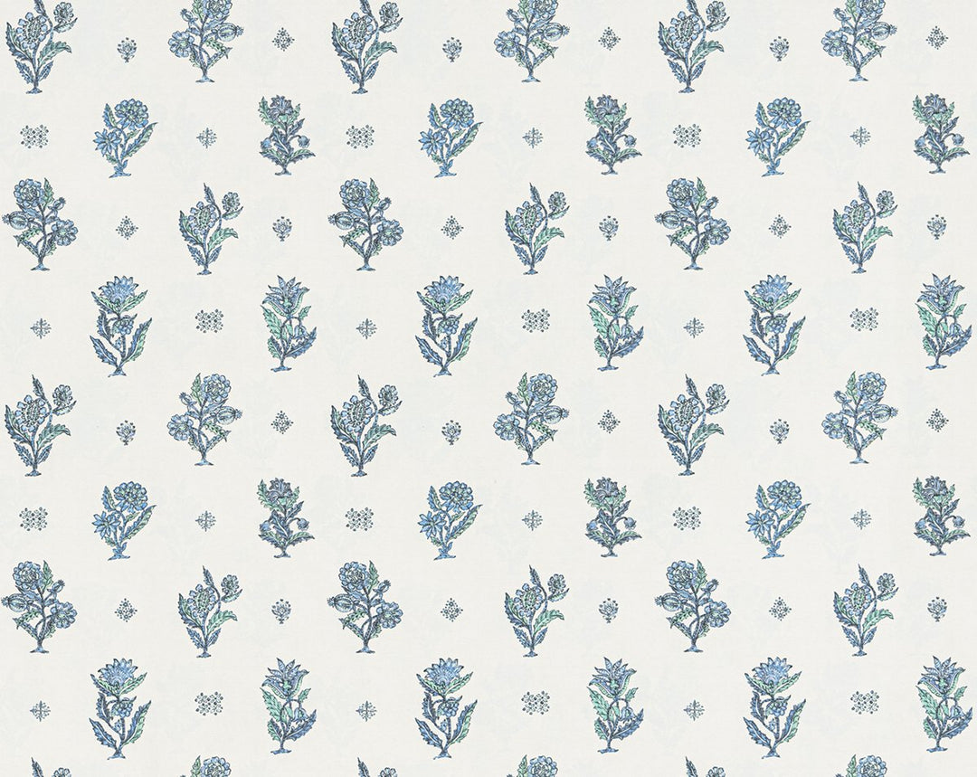 Calico Wallcovering Marine Teal SCWP88612D0005 by Scalamandre Designer Wallpaper