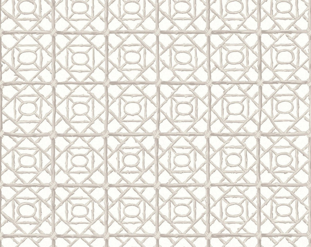 Ormond Fret Wallcovering Oyster SCWP88613D0001 by Scalamandre Designer Wallpaper