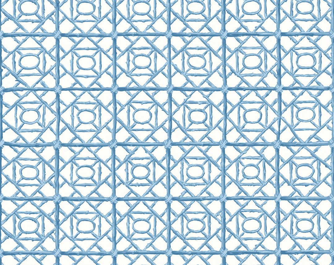 Ormond Fret Wallcovering Misty Blue SCWP88613D0010 by Scalamandre Designer Wallpaper