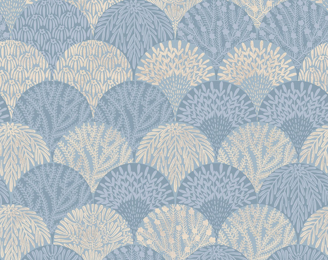 Herb Garden Wallcovering Blue Shadow SCWP88618D0006 by Scalamandre Designer Wallpaper
