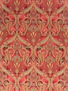 Scalamandre Fabric Highland Fling Printed Velvet Reds & Pink