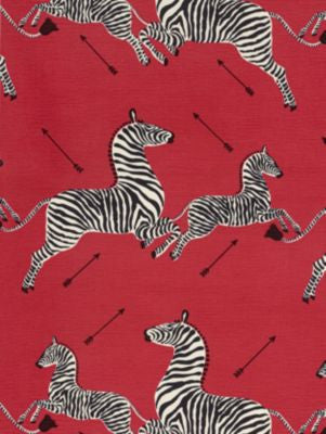 Zebras | Fabric Masai Red SC16496M0001 by Scalamandre Designer Fabric ZEBRAS 73% COTTON 27% LINEN CHINA LIGHT DUTY Horizontal: 37.5" and Vertical: 25.75" 54 - Swanky Fabrics -