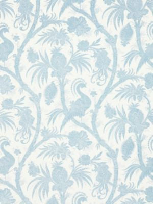 Balinese Peacock Linen Print Sky SC165750001 by Scalamandre Designer Fabric ORIANA 67% LINEN 33% COTTON FRANCE LIGHT DUTY Horizontal: 21.625" and Vertical: 28.5" 57 - Swanky Fabrics -
