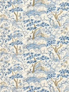 Scalamandre Fabric Kelmescott Hand Block Print Porcelain