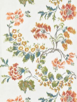 Kew Gardens Warp Print Multi On Ivory SC166110001 by Scalamandre Designer Fabric CHINOIS CHIC 55% COTTON 45% LINEN INDIA LIGHT DUTY Horizontal: 29" and Vertical: 26" 52 - Swanky Fabrics -
