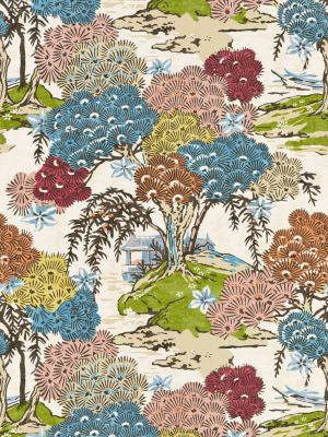 Sea Of Trees Print Sunrise SC166270001 by Scalamandre Designer Fabric PACIFICA 60% LINEN 30% COTTON 10% NYLON UNITED KINGDOM MEDIUM DUTY Horizontal: 26.75" and Vertical: 27.5" 55 - Swanky Fabrics -