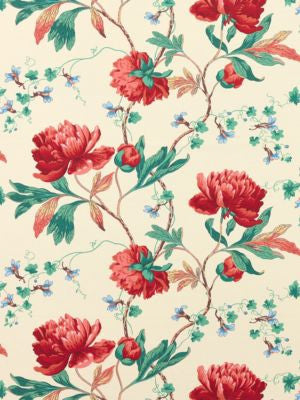 Isadora Print Red Multi SC166500001 by Scalamandre Fabric THE METROPOLITAN MUSEUM OF ART 57% LINEN 43% COTTON ITALY LIGHT DUTY Horizontal: 18" and Vertical: 27" 54 - Fabric Carolina -