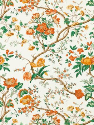 Persephone Print Persimmon SC166510001 by Scalamandre Fabric THE METROPOLITAN MUSEUM OF ART 100% ORGANIC COTTON ITALY LIGHT DUTY Horizontal: 29.5" and Vertical: 27.25" 54.5 - Fabric Carolina -