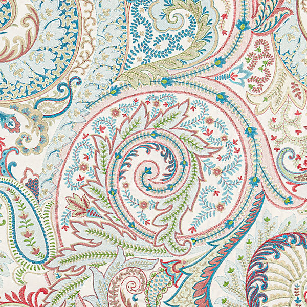 Malabar Paisley Embroidery/Bloom Sc 000127124 by Scalamandre
 Fabric BOTANICA 60% COTTON 40% VISCOSE INDIA LIGHT DUTY Horizontal: 30" and Vertical: 25.5" 51" - Fabric Carolina -