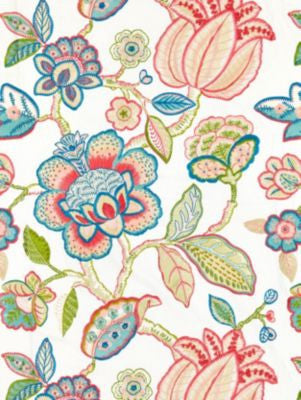 Coromandel Embroidery Bloom SC271260001 by Scalamandre Designer Fabric BOTANICA 16% SPUN POLYESTER, 36% VISCOSE 29% LINEN 19% COTTON INDIA LIGHT DUTY Horizontal: 30" and Vertical: 25.25" 51 - Swanky Fabrics -