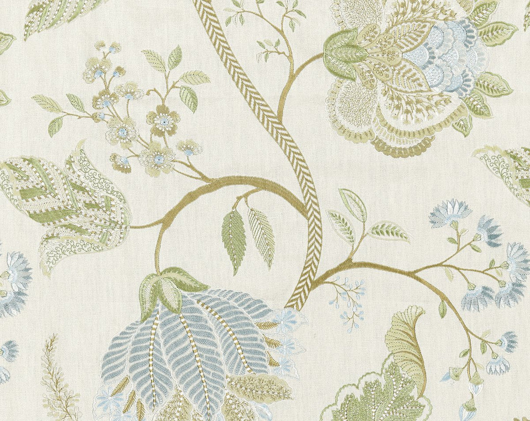 Palampore Embroidery Summer Sage SC271750001 by Scalamandre Designer Fabric
