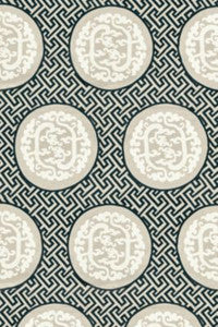 Scalamandre Fabric Dragon'S Fret Embroidery Black & Tan