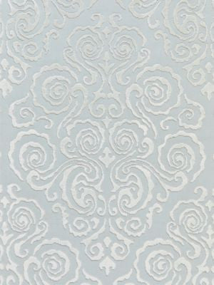 Cirrus Velvet Damask Mist SC272190001 by Scalamandre Designer Fabric CHINOIS CHIC 3% POLYESTER, 62% COTTON 32% VISCOSE 3% LINEN INDIA MEDIUM DUTY Horizontal: 45.5" and Vertical: 26.5" 53 - Swanky Fabrics -
