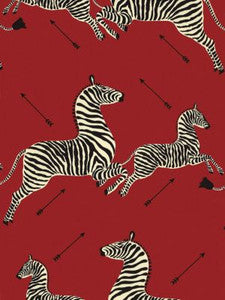 Scalamandre Fabric Zebras | Outdoor Masai Red