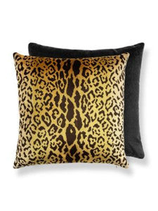 Scalamandre Pillows Leopardo Velvet Pillow 22 X 22 - Gold & Black Black