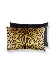 Scalamandre Pillows Leopardo Velvet Pillow 22 X 14 - Gold & Black Black