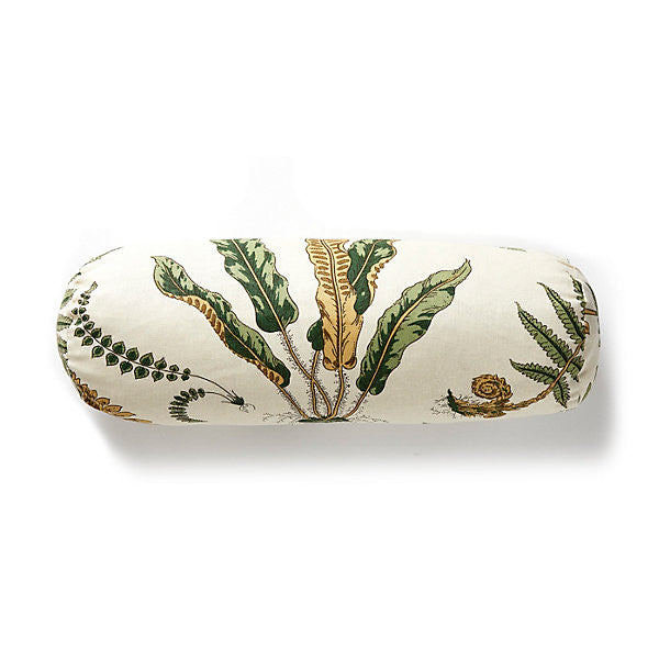 Elsie De Wolfe Bolster/Greens On Off-White Sc 0001Belsiepil by The House of Scalamandre
 Pillow 100% LINEN USA Horizontal: and Vertical: - Fabric Carolina -