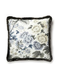 Scalamandre Pillows Highgrove Linen Print Pillow 22 X 22 - Winter Sky