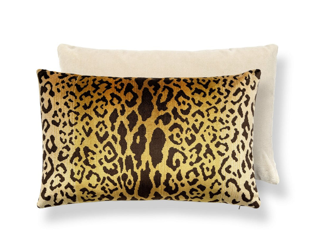 Leopardo / Velvet Pillow 22 X 14 - Gold & Black / Beige SCMBDK261680001 by Scalamandre Designer Pillow