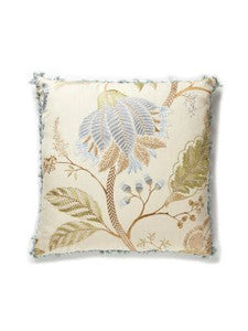 Scalamandre Pillows Palampore Embroidery Pillow 22 X 22 - Summer Sage