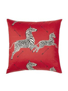 Scalamandre Pillows Dazzle Of Zebras Pillow 22 X 22 - Masai Red