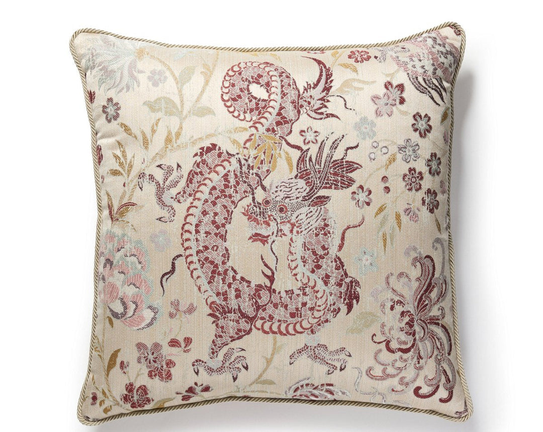 Dragon Tableau Pillow 22 X 22 - Winter Rose SCSDDC273270001 by Scalamandre Designer Pillow