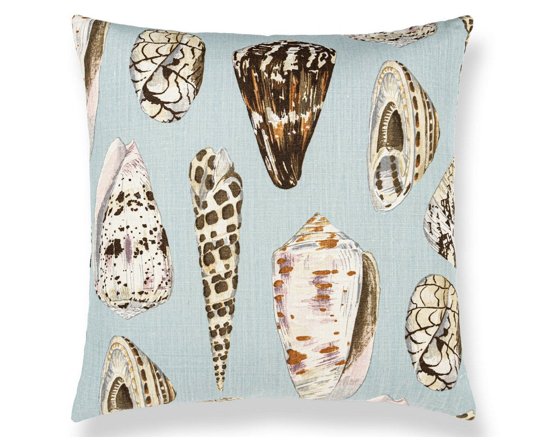 Coquina Linen Print Pillow 22 X 22 - Multi On Sea Blue SCSDDK163970001 by Scalamandre Designer Pillow