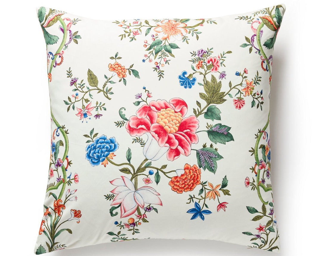 Camellia Trellis Pillow 22 X 22 - Cream Multi SCSDDK166480001 by Scalamandre Designer Pillow