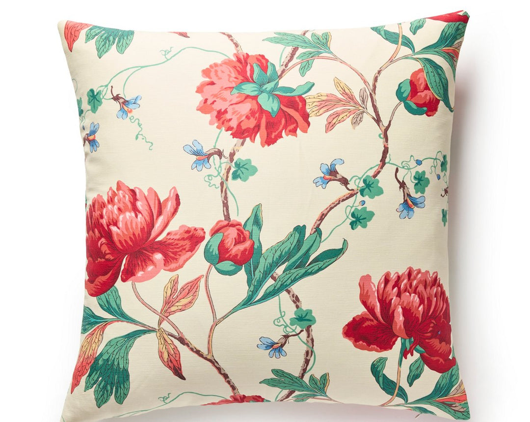 Isadora Print Pillow 22 X 22 - Red Multi SCSDDK166500001 by Scalamandre Designer Pillow