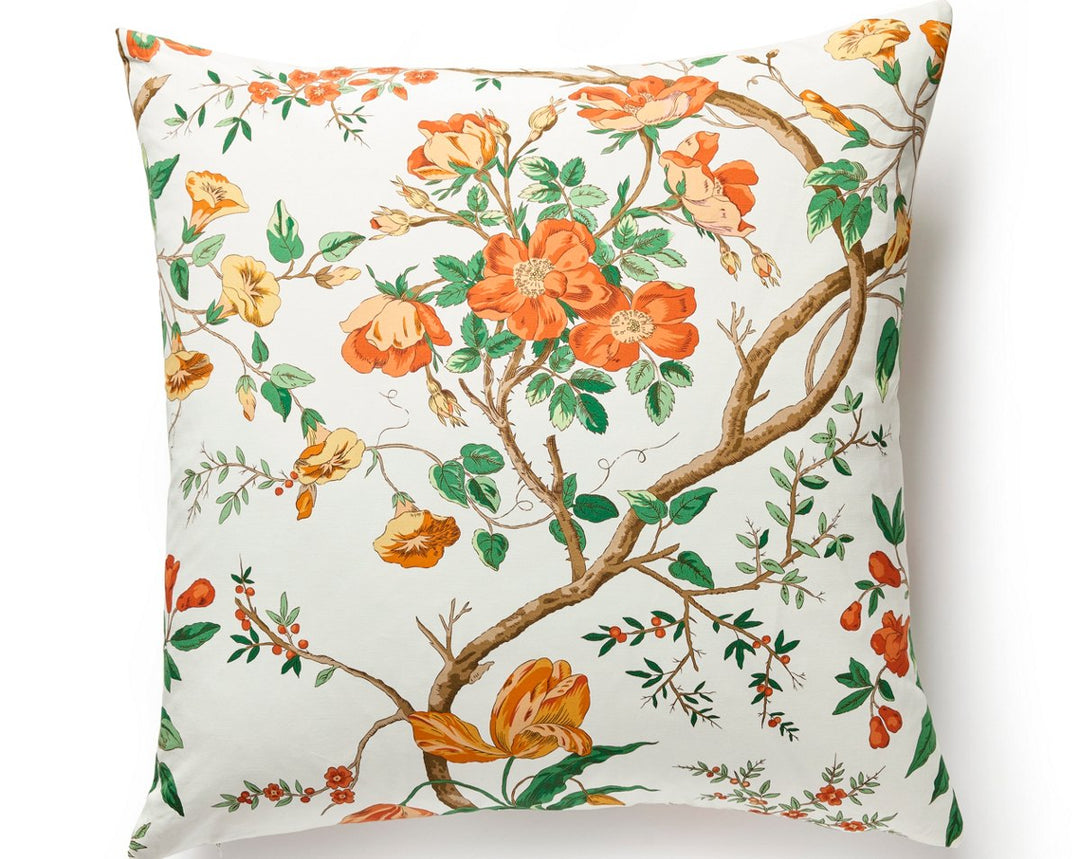 Persephone Print Pillow 22 X 22 - Persimmon SCSDDK166510001 by Scalamandre Designer Pillow