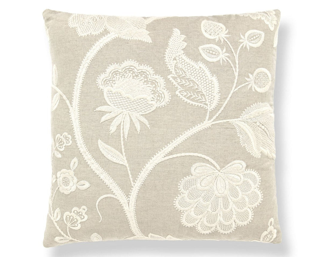 Kensington Embroidery Pillow 22 X 22 - Flax SCSDDK271510001 by Scalamandre Designer Pillow