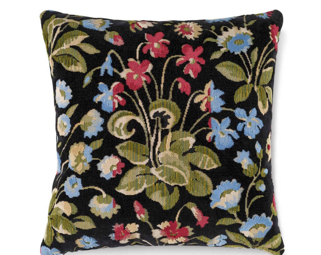 Millefleur Velvet Pillow 22 X 22 - Jet Meadow SCSDDK273280001 by Scalamandre Designer Pillow