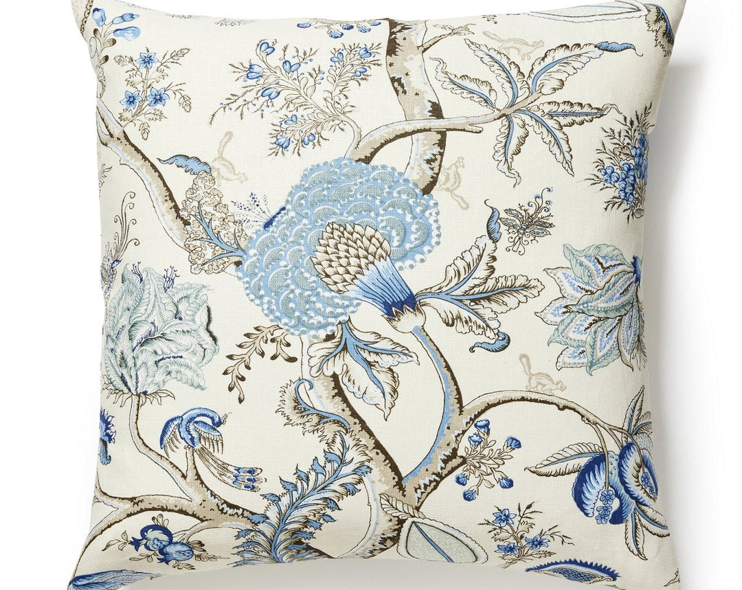 Pondicherry Linen Print Pillow 24 X 24 - Delft SCSEDK165560001 by Scalamandre Designer Pillow