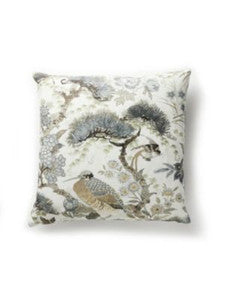 Scalamandre Pillows Shenyang Linen Print Pillow 22 X 22 - Parchment