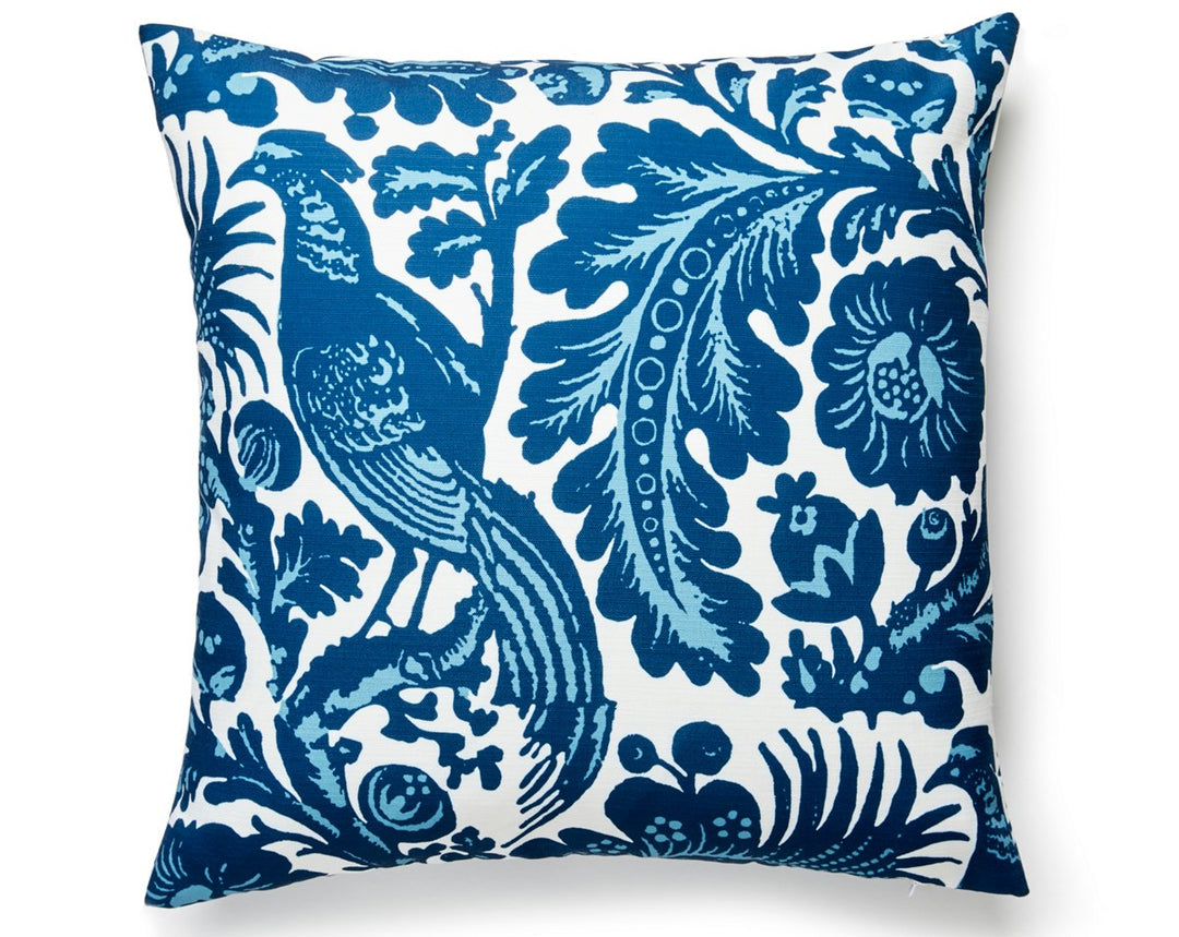 Spoleto Outdoor Pillow 22 X 22 - Light & Dark Blue On White SCSPOLPILL0001 by Scalamandre Designer Pillow