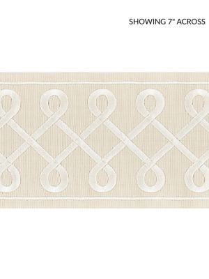 Soutache Embroidered Tape Sand SCT32810001 by Scalamandre Designer Trim ORIANA 85% COTTON 15% RAYON INDIA LIGHT DUTY Horizontal: 1.625" and Vertical: 4.5 - Swanky Fabrics -
