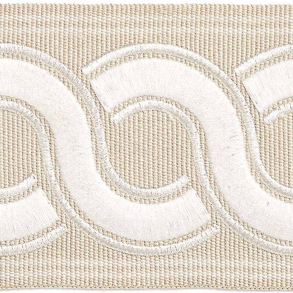 Guilloche Embroidered Tape/Linen Sc 0001T3283 by Scalamandre
 Trim HAMPTONS TRIMMINGS 37% ACRYLIC 32% POLYESTER 31% VISCOSE CHINA LIGHT DUTY Horizontal: and Vertical: 2.875" - Fabric Carolina -