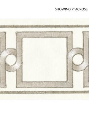 Square Link Embroidered Tape Platinum SCT32870001 by Scalamandre Designer Trim MERCHANTE 70% COTTON 30% RAYON INDIA LIGHT DUTY Horizontal: 5.25" and Vertical: 6.25 - Swanky Fabrics -