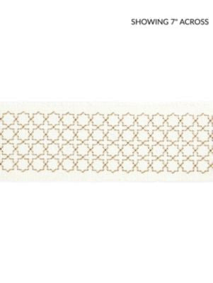 Seville Embroidered Tape Ivory SCT32890001 by Scalamandre Designer Trim MERCHANTE 91% LINEN 9% RAYON INDIA LIGHT DUTY Horizontal: .5" and Vertical: 2.5 - Swanky Fabrics -