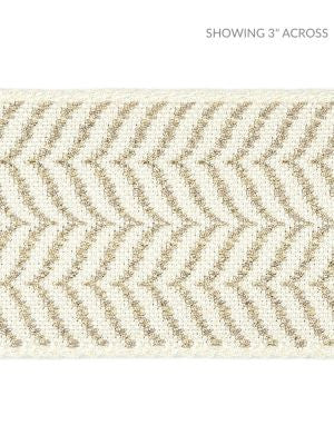 Artemis Tape Flax On Ivory SCT32940001 by Scalamandre Designer Trim MODERN LUXURY 88% VISCOSE 12% LUREX FRANCE LIGHT DUTY Horizontal: .625" and Vertical: 2.38 - Swanky Fabrics -