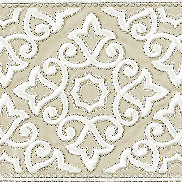 Ornamental Embroidered Tape/Linen Sc 0001T3320 by Scalamandre
 Trim CHINOIS CHIC 51% COTTON 22% VISCOSE 27% POLYESTER INDIA LIGHT DUTY Horizontal: 6.25" and Vertical: 7.5" - Fabric Carolina -