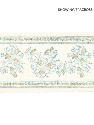 Citra Block Print Tape Misty Island SCT33270001 by Scalamandre Designer Trim PACIFICA 100% COTTON INDIA MEDIUM DUTY Horizontal: 5" and Vertical: 0" 4 - Swanky Fabrics -