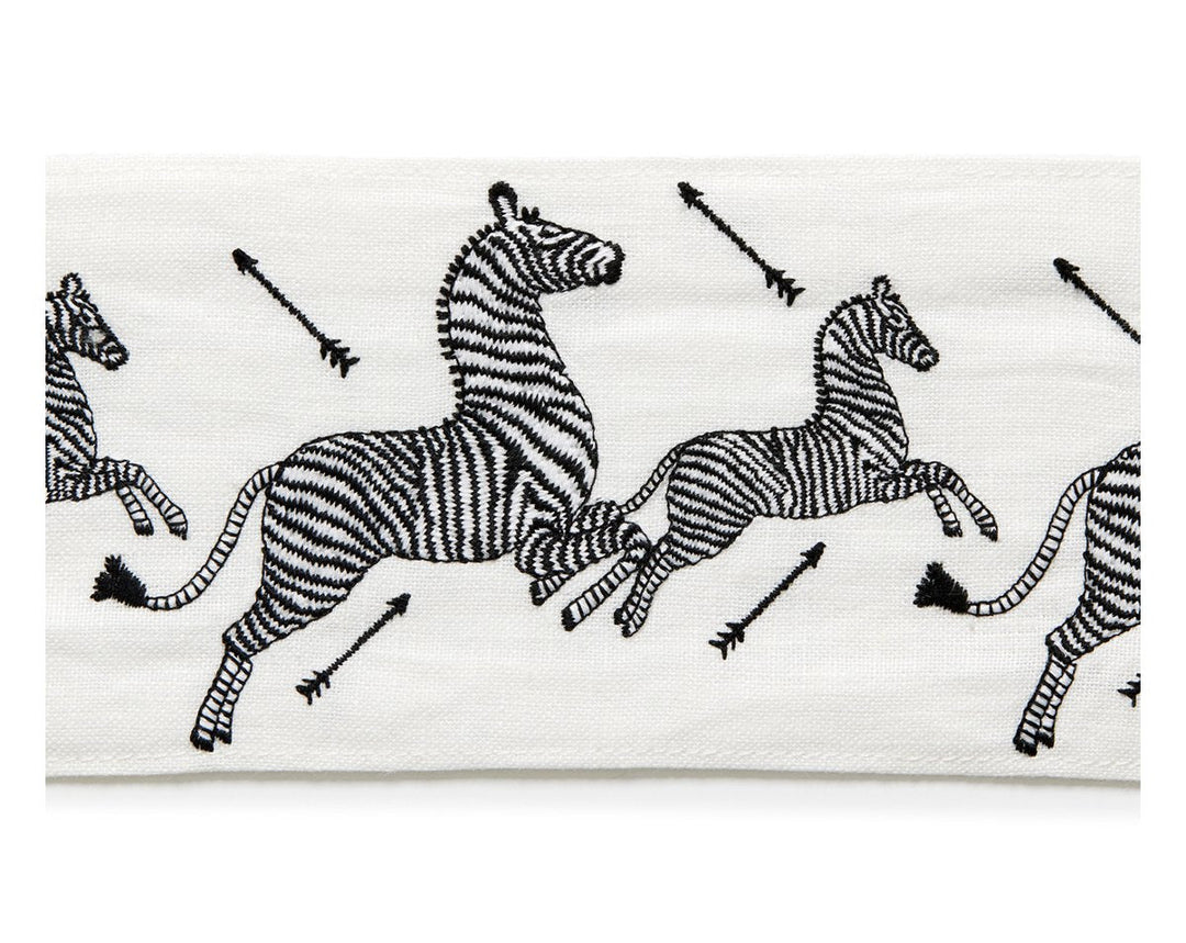 Zebras Embroidered Tape Ivory SCT33320001 by Scalamandre Designer Trim