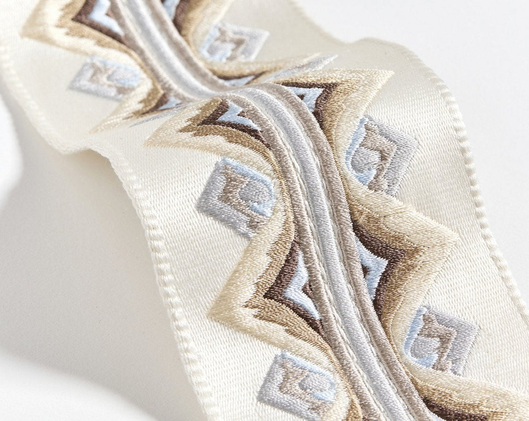 Flamme Embroidered Tape Platinum SCT33350001 by Scalamandre Designer Trim