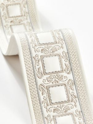 Archduke Embroidered Tape Ivory SCT33390001 by Scalamandre Trim THE METROPOLITAN MUSEUM OF ART 75% POLYURETHANE 17% POLYESTER 8% VISCOSE INDIA LIGHT DUTY Horizontal: 3.15" and Vertical: 0" 3 - Fabric Carolina -
