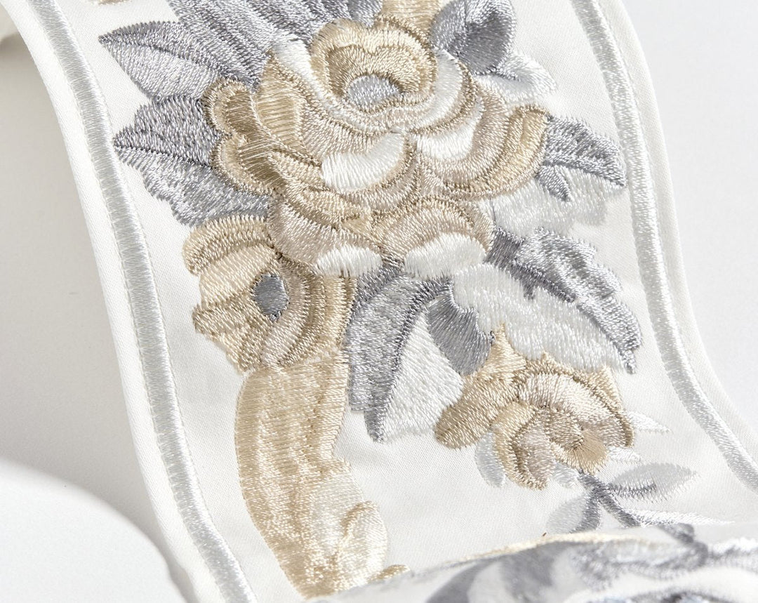 Reine Embroidered Tape Platinum SCT33420001 by Scalamandre Designer Trim