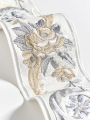 Reine Embroidered Tape Platinum SCT33420001 by Scalamandre Trim THE METROPOLITAN MUSEUM OF ART 52% COTTON 48% VISCOSE INDIA LIGHT DUTY Horizontal: 23" and Vertical: 0" 4 - Fabric Carolina -