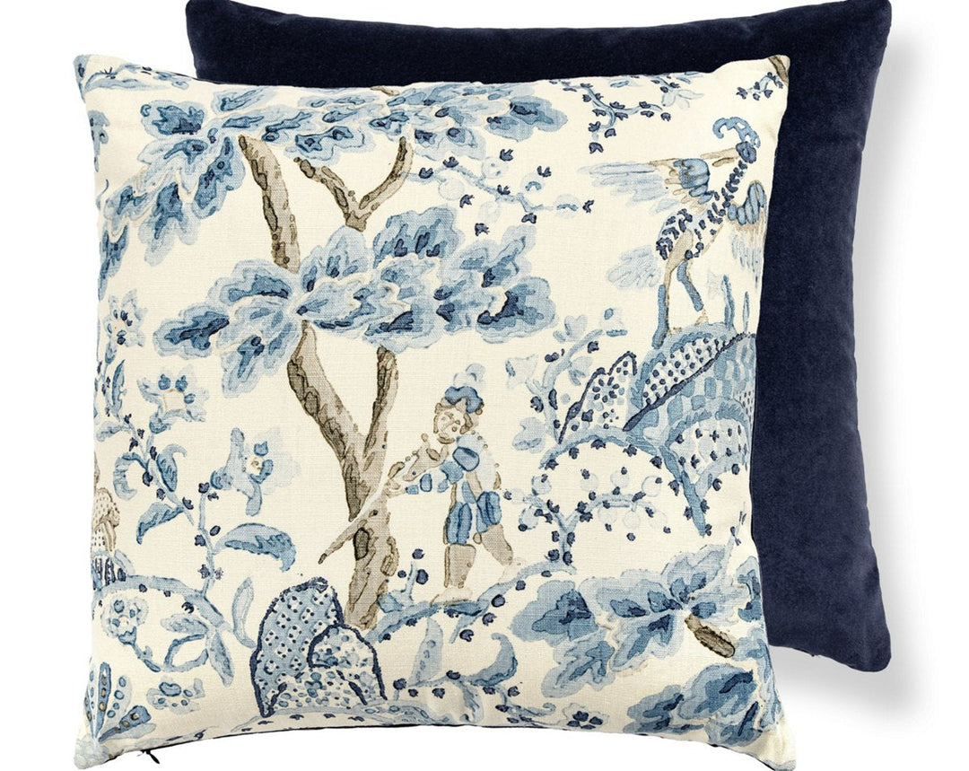 Kelmescott / Aurora Pillow 22 X 22 - Porcelain / Navy SCTDDK165900001 by Scalamandre Designer Pillow