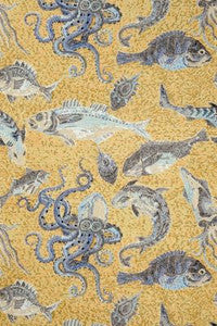 Scalamandre Wallpaper Mikonos Blue & Yellow
